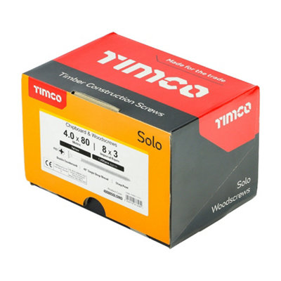 TIMCO Solo Countersunk Gold Woodscrews - 4.0 x 80 (1000pcs) - 3