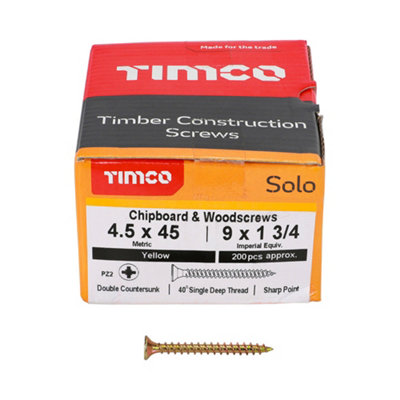 TIMCO Solo Countersunk Gold Woodscrews - 4.5 x 45