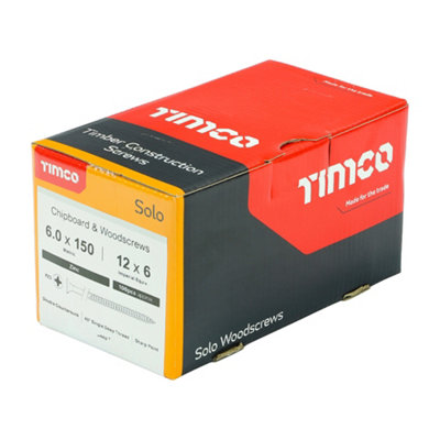 TIMCO Solo Countersunk Silver Woodscrews - 6.0 x 150 (100pcs)