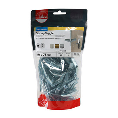 Timco - Spring Toggles - Zinc (Size M5 x 75 - 50 Pieces)