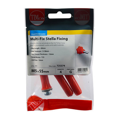 Timco - Stella Fixings - TX - Pan - Red (Size M5 x 55 - 4 Pieces)