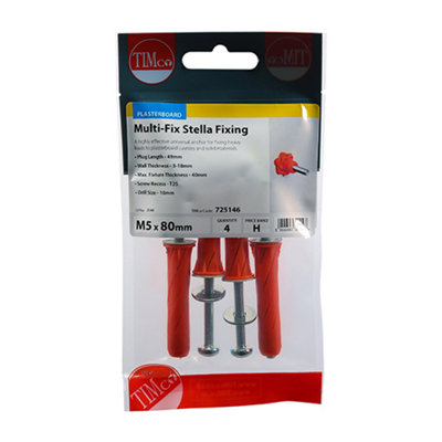 Timco - Stella Fixings - TX - Pan - Red (Size M5 x 80 - 4 Pieces)
