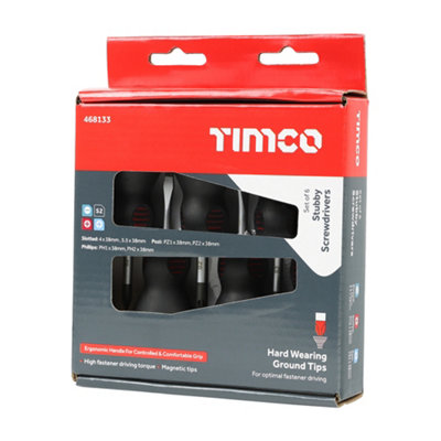 Timco - Stubby Screwdriver Set (Size 6pcs - 6 Pieces)