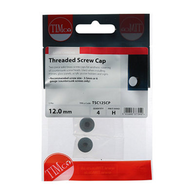 Timco - Threaded screw cover - Solid Brass - Satin Chrome (Size 12mm - 4 Pieces)