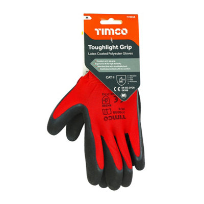 Timco - Toughlight Grip Gloves - Sandy Latex Coated Polyester (Size Medium - 1 Each)