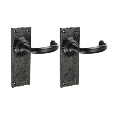 Timco - Traditional Lever Latch Handles - Antique Black (Size 155 x 54 - 2 Pieces)