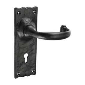 Timco - Traditional Lever Lock Handles - Antique Black (Size 155 x 54 - 2 Pieces)