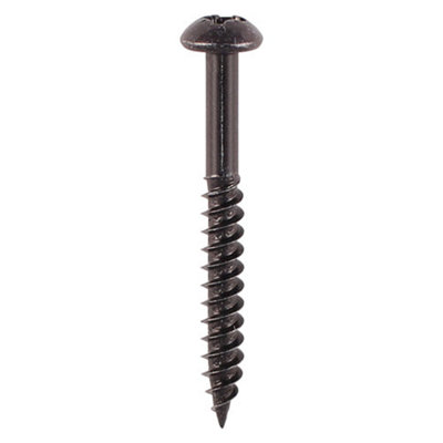 TIMCO Twin-Threaded Round Head Black Woodscrews - 8 x 1 1/4 (200pcs)