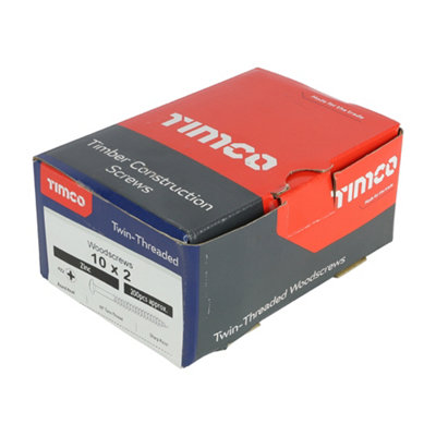 TIMCO Twin-Threaded Round Head Silver Woodscrews - 10 x 2 (200pcs)