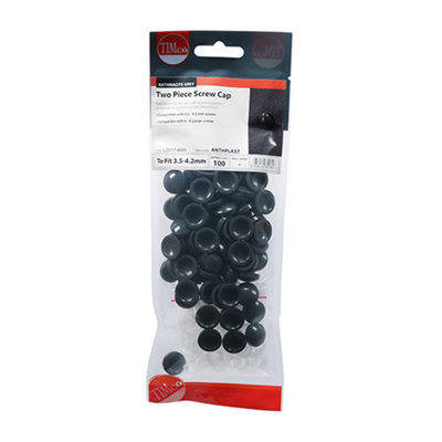 Timco - Two Piece Screw covers - Anthracite Grey (Size To Fit 3.5 to 4.2 Screw - 100 Pieces)