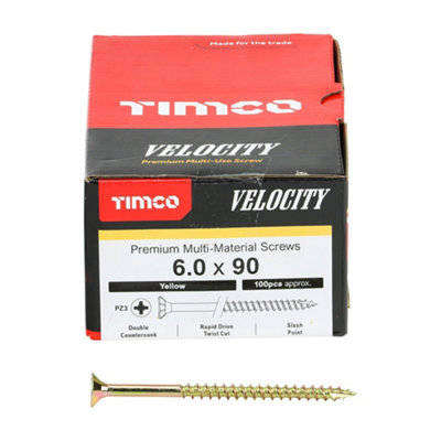 TIMCO Velocity Premium Multi-Use Countersunk Gold Woodscrews - 6.0 x 90
