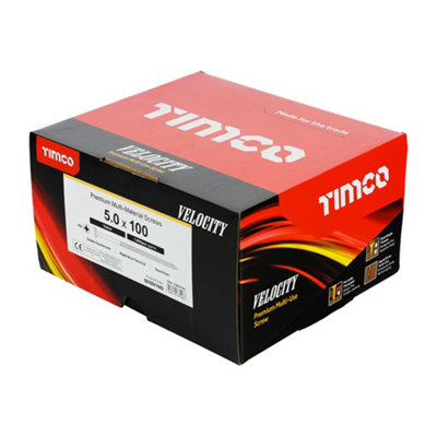 Timco - Velocity Premium Multi-Use Screws - PZ - Double Countersunk - Yellow (Size 5.0 x 100 - 1000 Pieces) - 3