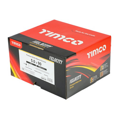 Timco - Velocity Premium Multi-Use Screws - PZ - Double Countersunk - Yellow (Size 5.0 x 90 - 1000 Pieces) - 3