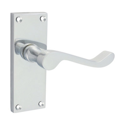 Timco - Victorian Scroll Latch Handles - Polished Chrome (Size 114 x 42 - 2 Pieces)