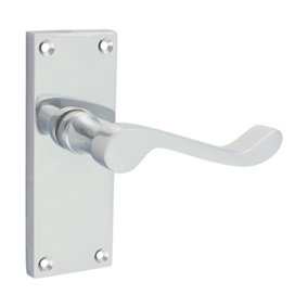 Timco - Victorian Scroll Latch Handles - Polished Chrome (Size 114 x 42 - 2 Pieces)