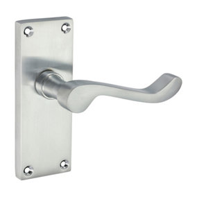 Timco - Victorian Scroll Latch Handles - Satin Chrome (Size 114 x 42 - 2 Pieces)