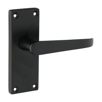 Timco - Victorian Straight Latch Handles  - Matt Black (Size 114 x 42 - 2 Pieces)