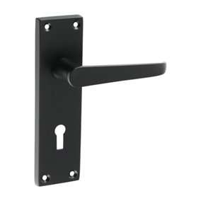 Timco - Victorian Straight Lock Handles - Matt Black (Size 152 x 43 - 2 Pieces)
