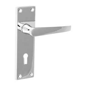Timco - Victorian Straight Lock Handles - Polished Chrome (Size 152 x 43 - 2 Pieces)