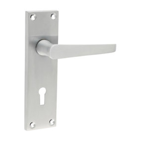 Timco - Victorian Straight Lock Handles - Satin Chrome (Size 152 x 43 - 2 Pieces)