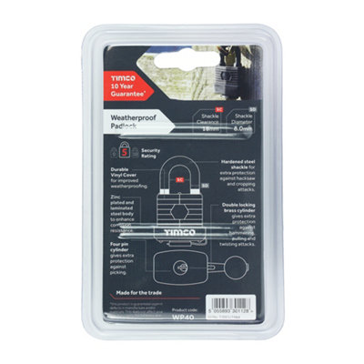 Timco - Weatherproof Padlock (Size 40mm - 1 Each) - 3