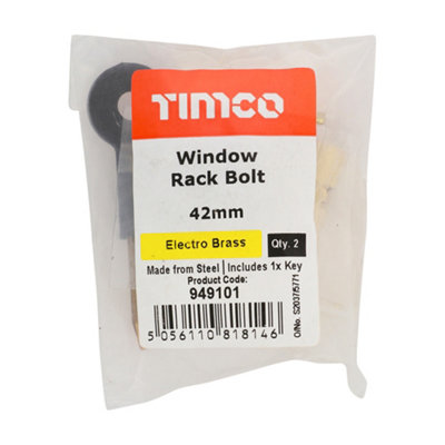 TIMCO Window Rack Bolts Electro Brass - 42mm
