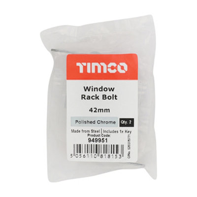 TIMCO Window Rack Bolts Polished Chrome - 42mm (2pcs)