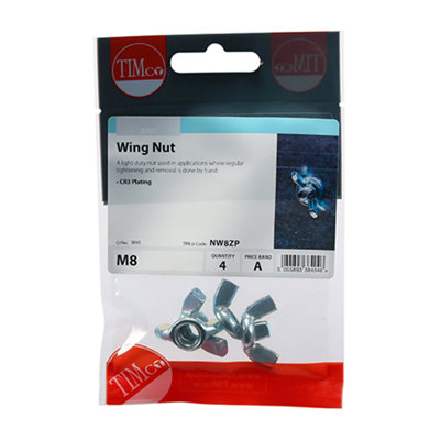 Timco - Wing Nuts - Zinc (Size M8 - 4 Pieces)