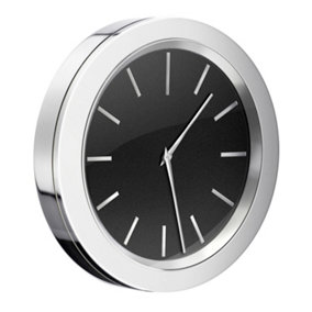 TIME - Clock in Polished Chrome/Black dial, Self-Adhesive