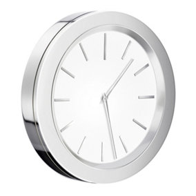 Time - Clock in Polished Chrome/White dial, Self-Adhesive