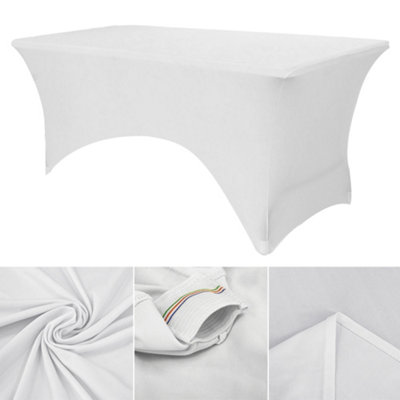 Time to Sparkle 2PCS 4FT White Elastic Spandex Table Cover Tablecloth ...