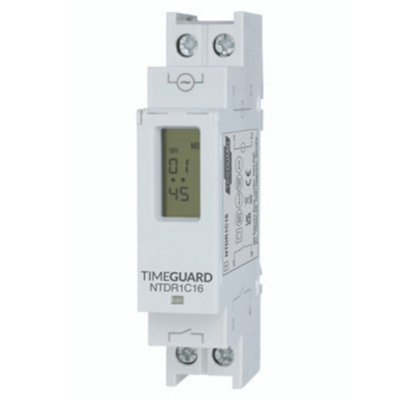 Timeguard NTDR1C16 Single Channel DIN Rail Mounted Digital Timer Switch 16(2)A