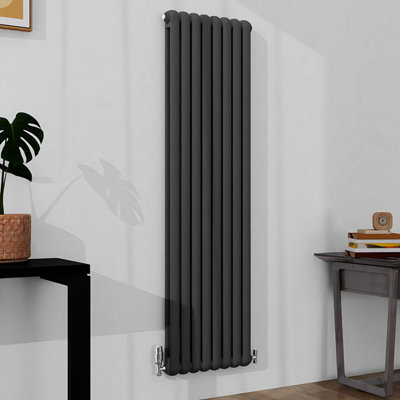 Timeless 2-Column Round Head Cast Iron-Style Radiators in Anthracite ...
