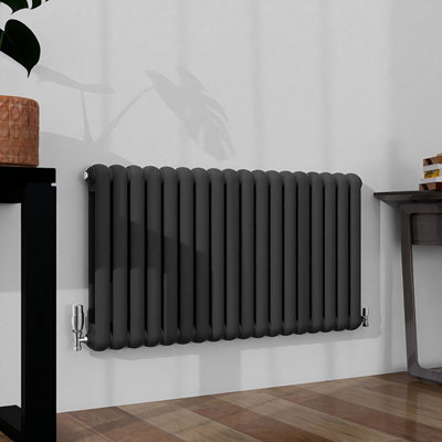 Timeless 2-Column Round Head Cast Iron-Style Radiators in Anthracite ...