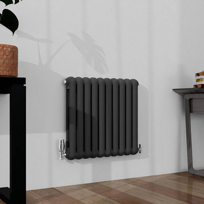 Timeless 2-Column Round Head Cast Iron-Style Radiators in Anthracite ...
