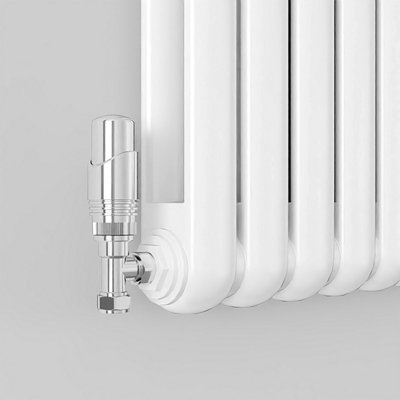 Timeless 2-Column Round Head Cast Iron-Style Radiators in White 1800x384mm