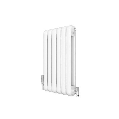 Timeless 2-Column Round Head Cast Iron-Style Radiators in White 600x384mm