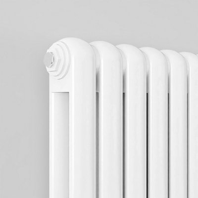 Timeless 2-Column Round Head Cast Iron-Style Radiators in White 600x384mm