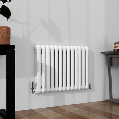 Timeless 2-Column Round Head Cast Iron-Style Radiators in White 600x804mm
