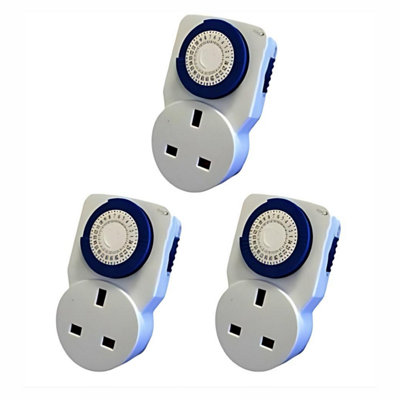 Timer Switch Pack of 3 x 24hr Segment Mains Plug in Home Energy Saving