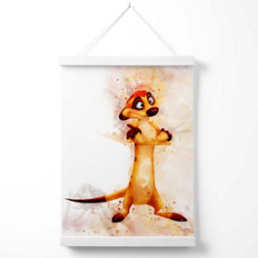 Timon Watercolour Lion King Poster with Hanger / 33cm / White