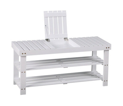 Timor 3 Tier Shoe Bench with Storage Space On Top-White