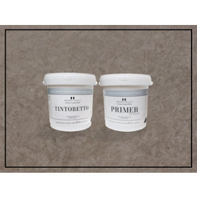Tintoretto - Matt, Venetian Plaster Effect, Wall Paint Bundle. Includes Paint and Primer - Covers 5SQM - In Colour BRENTA.