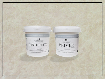 Tintoretto - Matt, Venetian Plaster Effect, Wall Paint Bundle. Includes Paint and Primer - Covers 5SQM - In Colour SESIA.