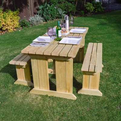 Tinwell 5ft Picnic Table and Bench Set - L152 x W158 x H72 cm - Light Green