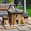 Tinwell 7ft Picnic Table and Bench Set - L213 x W158 x H72 cm - Rustic Brown
