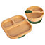 Tiny Dining 3pc Divided Bamboo Suction Dinner Set - Olive Green