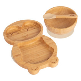 Tiny Dining 3pc Penguin Bamboo Suction Dinner Set - Beige