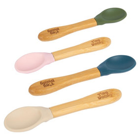 Tiny Dining 4pc Bamboo Silicone Tip Spoon Set - Multicolour