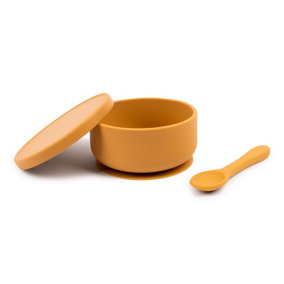 Tiny Dining - Baby Silicone Suction Bowl & Spoon Set - Ochre